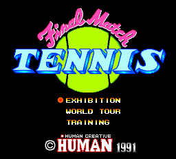 Final Match Tennis Title Screen